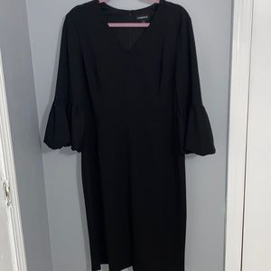 Liz Claiborne little black dress with large bell sleeve in size 16